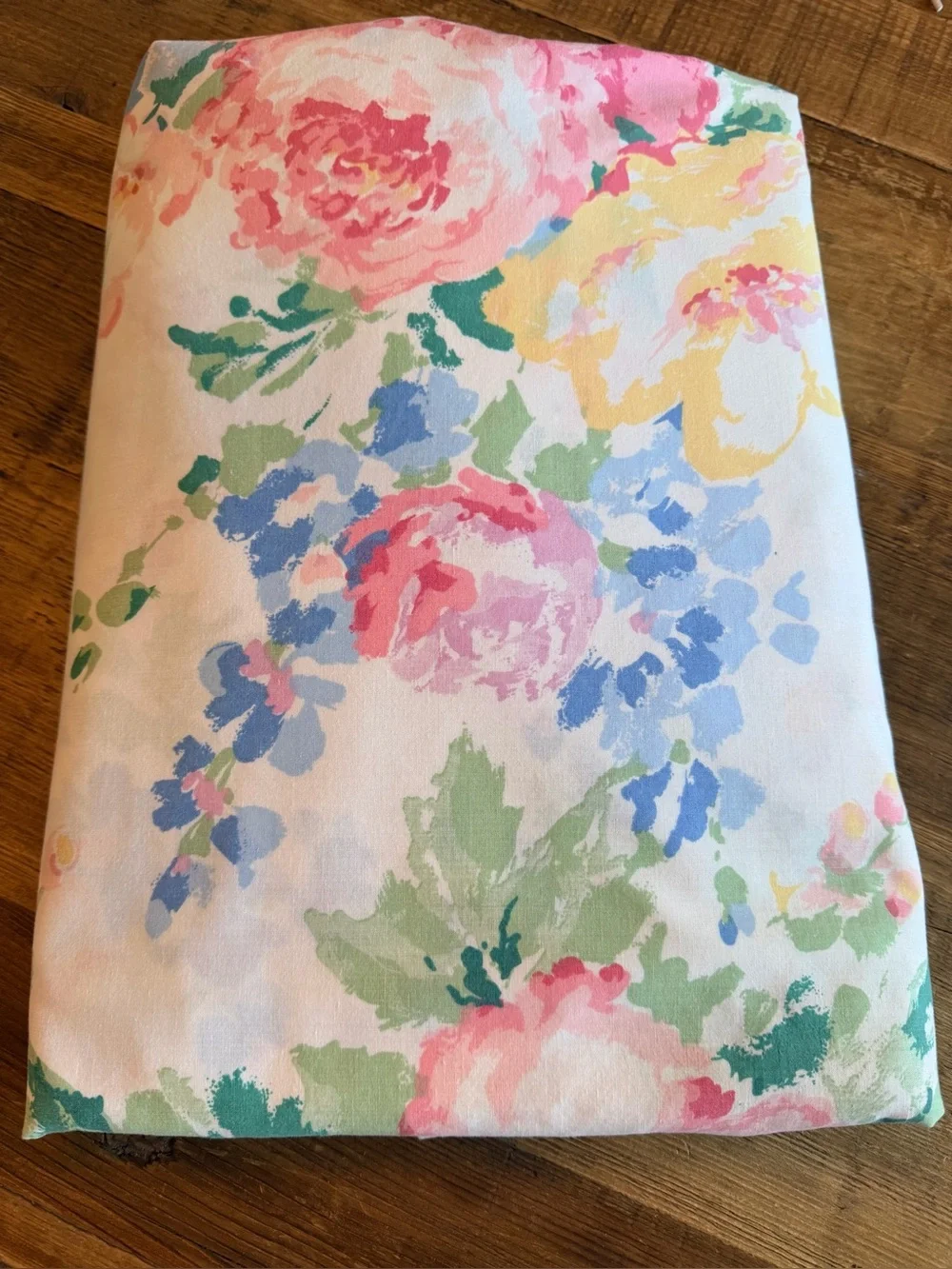 Vintage Cannon 80’s Cottagecore Floral Flat Sheet (Only) Sz-King | Pink